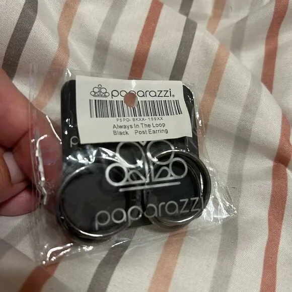 Paparazzi Black Hoop Earrings - Picture 8 of 14